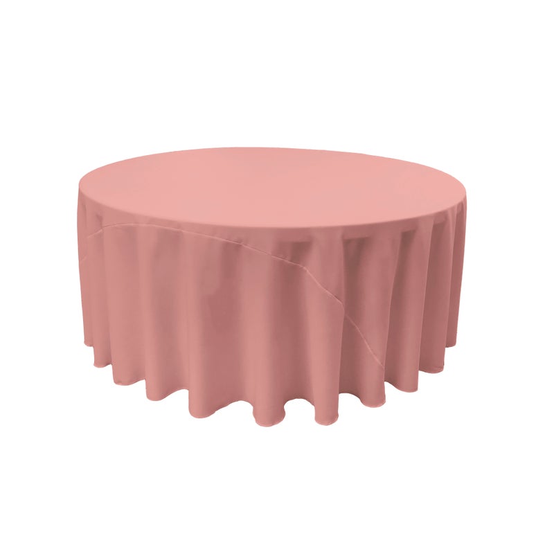 LA Linen Polyester Poplin Tablecloth 132-Inches Round  Dusty Rose