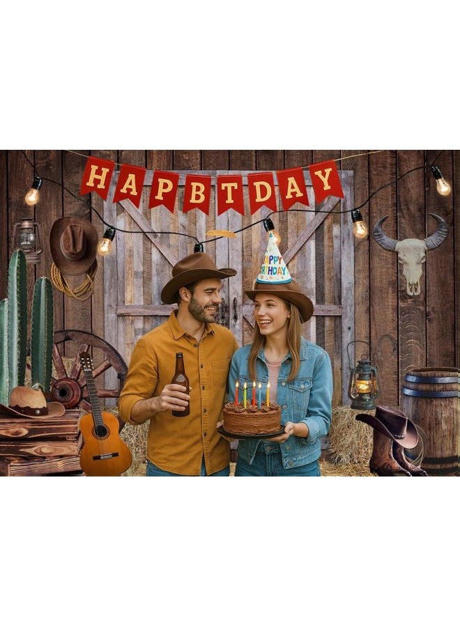 LTLYH 7 x 5 ft Western Cowboy Backdrop Western Party Supplies Decorations Wild West Decor Rustic Wooden House Barn Photography Background for Kids Boy Children Boy Baby Birthday Banner Photo Booth 223 - Image 2