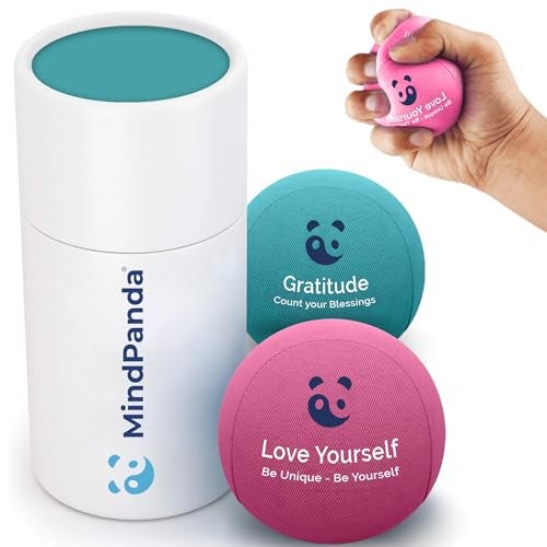 MindPanda Mind & Body Stress Balls for Adults - Dual Density Squeeze Balls for Hand Therapy & Grip Strengthening - Stress & Anxiety Relief - Physical Therapy Support - Soft, Medium, Hard Gel Core - Image 1