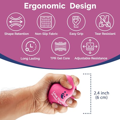 MindPanda Mind & Body Stress Balls for Adults - Dual Density Squeeze Balls for Hand Therapy & Grip Strengthening - Stress & Anxiety Relief - Physical Therapy Support - Soft, Medium, Hard Gel Core - Image 5