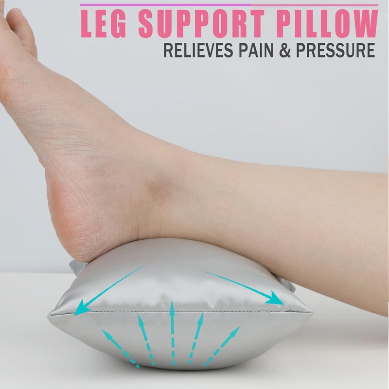 HapiPoppy Knee Pillow Leg Pillows 11" x 7.8" Silky Small Hip Support Pillows Smooth Cooling Between Legs for Side Sleepers Sciatica Joints Pain Relief Post Surgery Cushion Gifts, Satin Silver Gray - Image 2