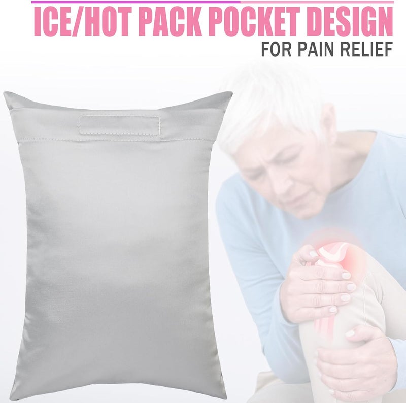 HapiPoppy Knee Pillow Leg Pillows 11" x 7.8" Silky Small Hip Support Pillows Smooth Cooling Between Legs for Side Sleepers Sciatica Joints Pain Relief Post Surgery Cushion Gifts, Satin Silver Gray - Image 3