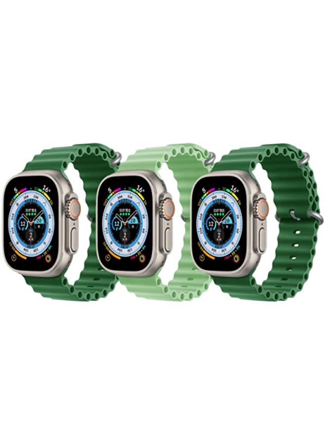 IAF Silicone Ocean Band Strap for Apple Watch 38/40/41mm Dark Green/Mint Green/Dark Green Set of 3