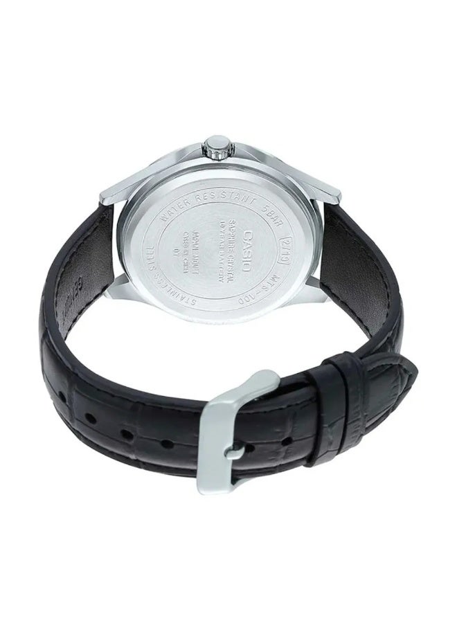 Casio Standard Analog Leather Strap Black Dial Solar MTS-RS100L-1AV Men's Watch - Image 3