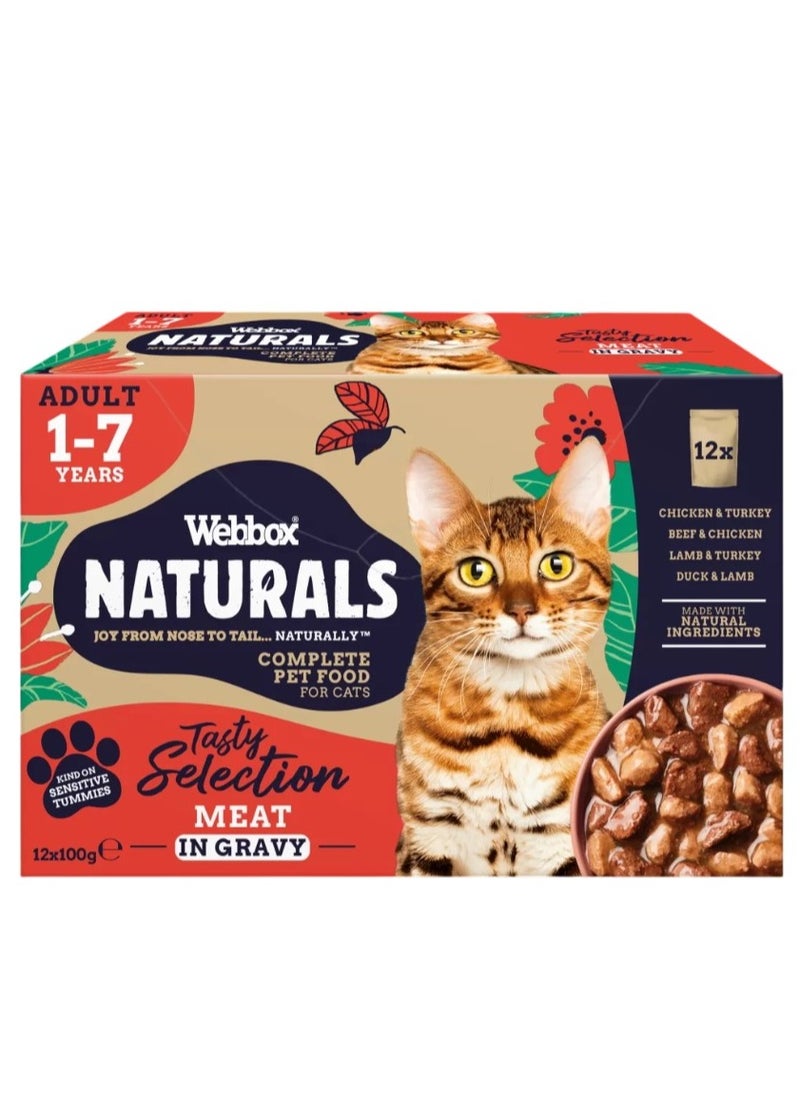 Webbox Natural Cat Meat Gravy Selection 12 x 100g 