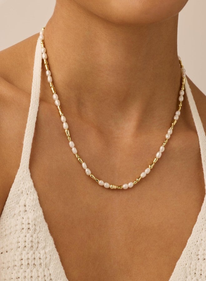 بافوا عقد من اللؤلؤ الطبيعي المطلي بالروديوم من بافوي للنساء | عقد مزين بالخرز واللؤلؤ - Image 2