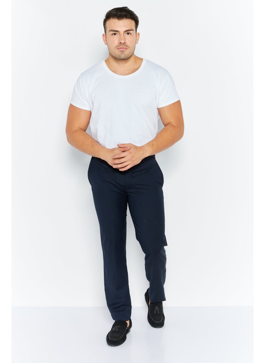 Selected Homme Men Long Regular Fit Solid Chino Pants, Navy  - Image 3