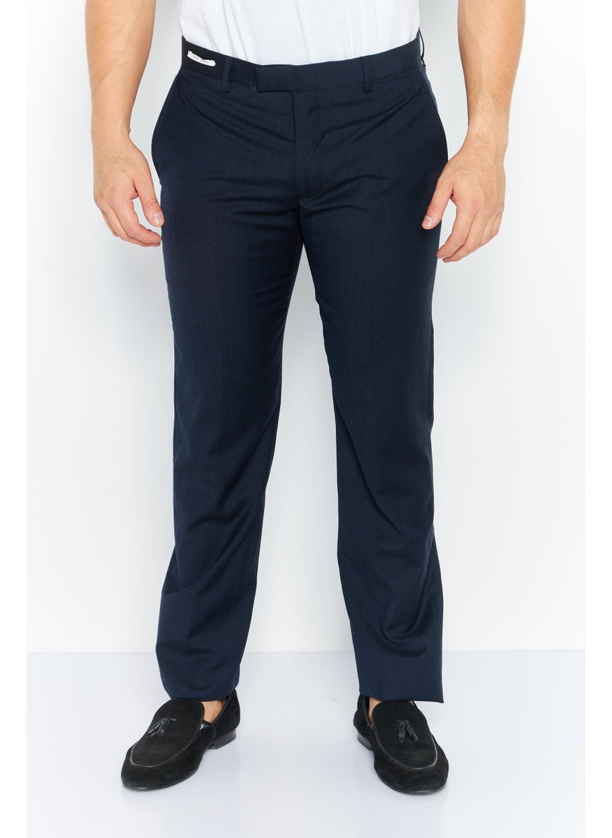 Selected Homme Men Long Regular Fit Solid Chino Pants, Navy  - Image 1