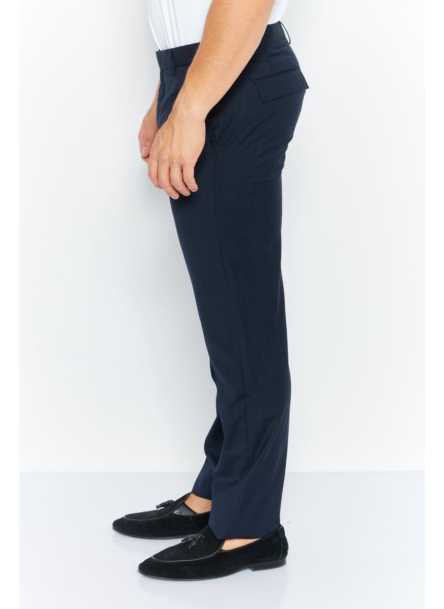 Selected Homme Men Long Regular Fit Solid Chino Pants, Navy  - Image 2