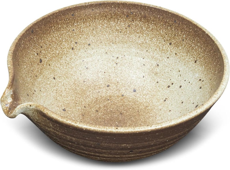 ELITEA Matcha Green Tea Bowl Chawan with Spout Pottery Clay Large - Image 1