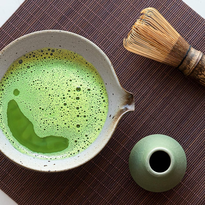 ELITEA Matcha Green Tea Bowl Chawan with Spout Pottery Clay Large - Image 3