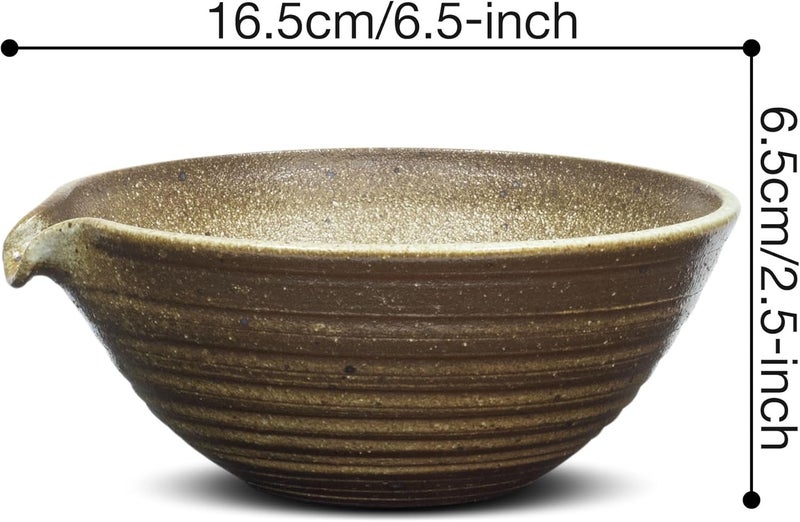 ELITEA Matcha Green Tea Bowl Chawan with Spout Pottery Clay Large - Image 5
