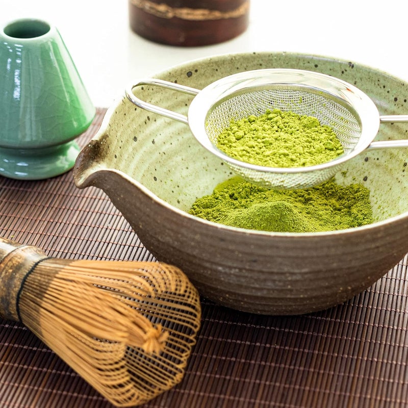 ELITEA Matcha Green Tea Bowl Chawan with Spout Pottery Clay Large - Image 4