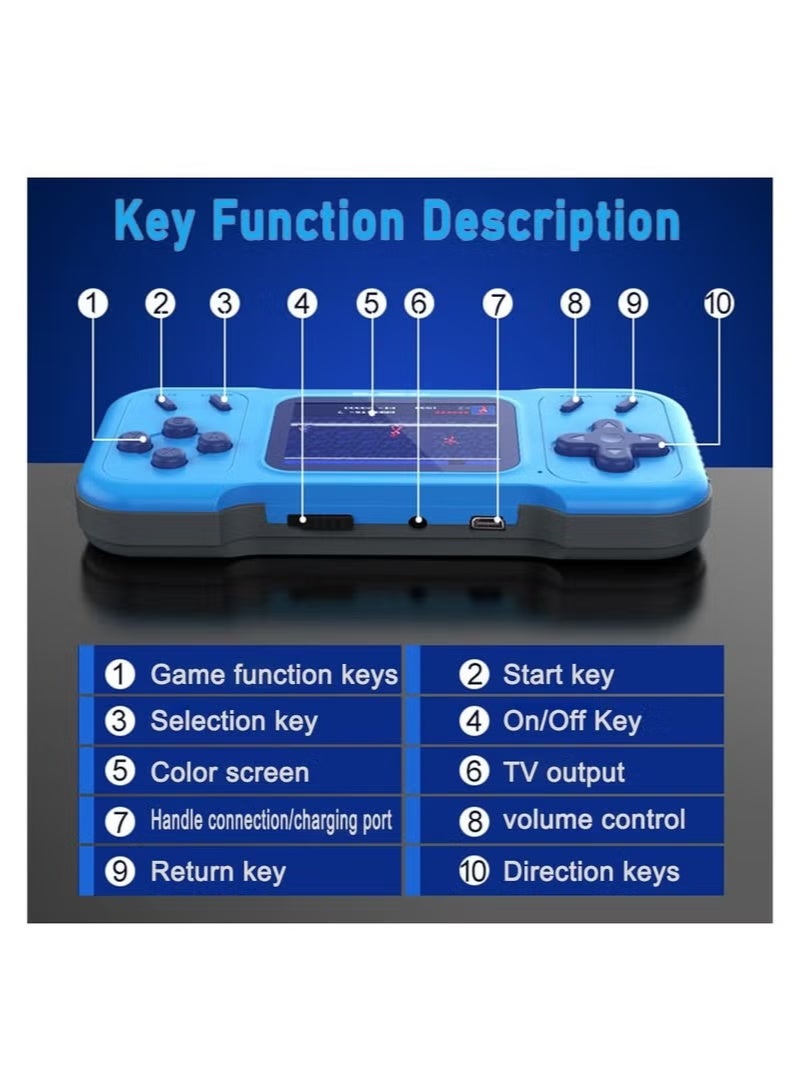 غايمز جهاز ألعاب محمول كلاسيكي للأطفال والكبار، مزود بـ 500 لعبة مدمجة، شاشة ملونة عالية الدقة 3 بوصات، مخرج صوت وصورة، عصا تحكم ثلاثية الأبعاد مزدوجة A15 - Image 2