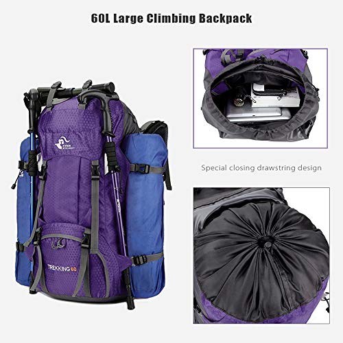Bseash 60L Waterproof Hiking Camping Backpack with Rain Cover, Large Outdoor Sport Travel Daypack Rucksack for Climbing - Image 5