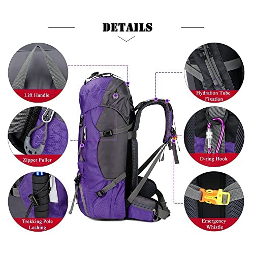 Bseash 60L Waterproof Hiking Camping Backpack with Rain Cover, Large Outdoor Sport Travel Daypack Rucksack for Climbing - Image 4