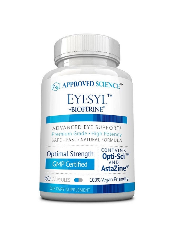 Approved Science EyeSyl - Eye Support Supplement - Chromium Picolinate, Taurine, Lutein, Zeaxanthin, Bilberry, BioPerine - 1 Month Supply - 60 Capsules - Made in The USA - Image 1