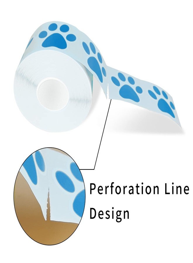 STARLIBOO Paw Print Stickers, 1.5 inch Dog Paw Stickers, 600pcs Puppy Paws Sticker, Clues Paws Print Sticker(Perforation Line/Blue) - Image 2