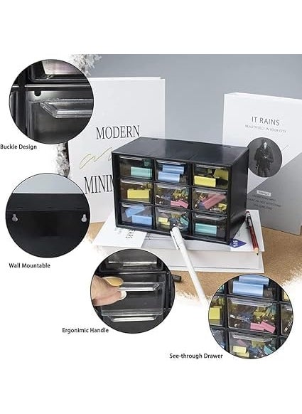KANDPAND KANDPAND Nine Drawer Storage Box Plastic MultiLayer Storage Cabinet Mini Rectangular Desktop Organizer Drawers for Makeup Cosmetic Jewellery Office Craft Supplies  - Image 4