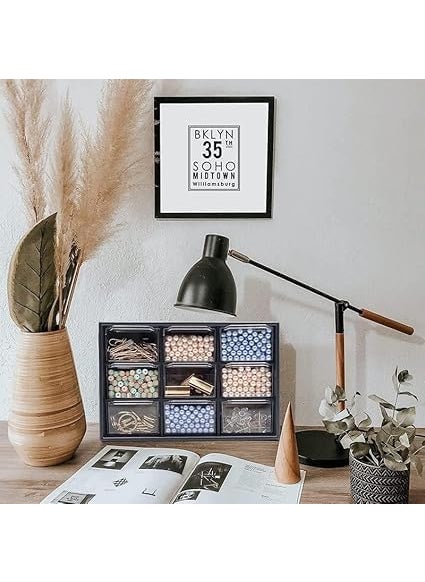 KANDPAND KANDPAND Nine Drawer Storage Box Plastic MultiLayer Storage Cabinet Mini Rectangular Desktop Organizer Drawers for Makeup Cosmetic Jewellery Office Craft Supplies  - Image 2