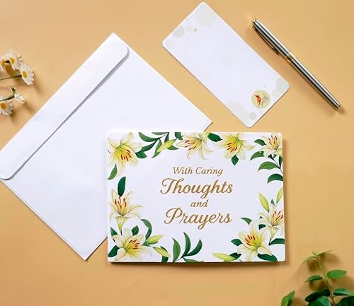 CUT POPUP.COM CUTPOPUP Religious Sympathy Card Pop Up 3D, with Caring Thoughts and Prayers, Blank Note Cards with Envelope (Lily with Cross) - Image 5