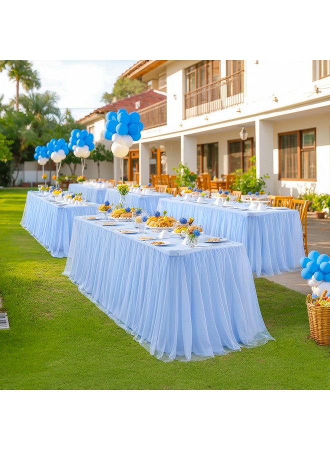 Suppromo 6ft Baby Blue Tulle Tablecloths for Rectangle Tables, 72 x 30 Inch Rectangular Table Cloth, Wrinkle Free Table Cover with Tutu Skirt for Baby Shower Boy Birthday Party Banquet Buffet Cake Table Decor - Image 4