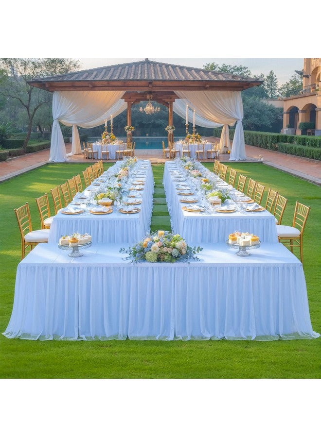 Suppromo 6ft Baby Blue Tulle Tablecloths for Rectangle Tables, 72 x 30 Inch Rectangular Table Cloth, Wrinkle Free Table Cover with Tutu Skirt for Baby Shower Boy Birthday Party Banquet Buffet Cake Table Decor - Image 5