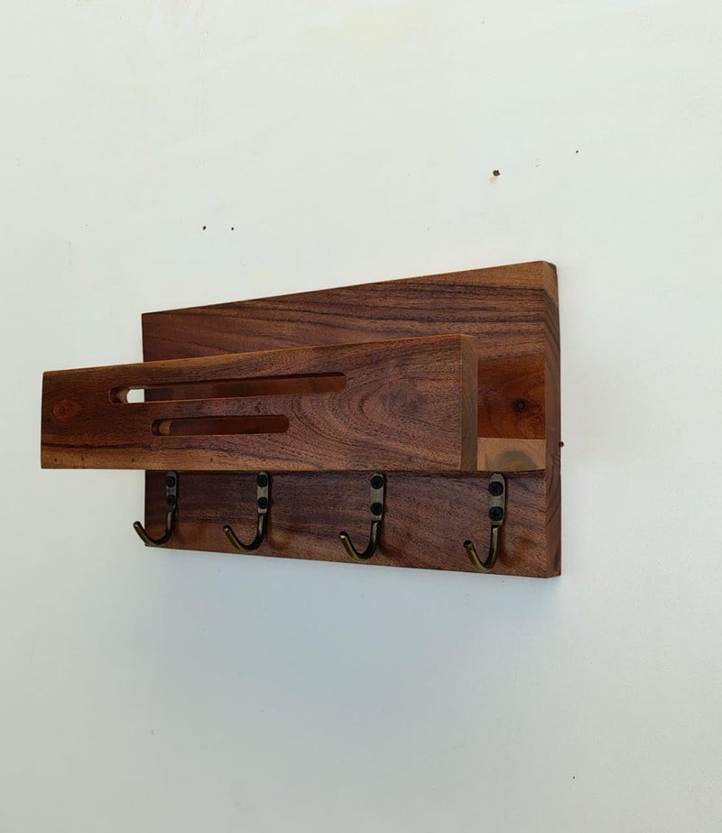 Kishor Furniture Premium Sheesham Wooden Key HolderSquare Design Key Chain Holder for Small Size Keys 12 X 65 Inch Crafted by EXPERTWORKER Wooden Brown Color  - Image 4