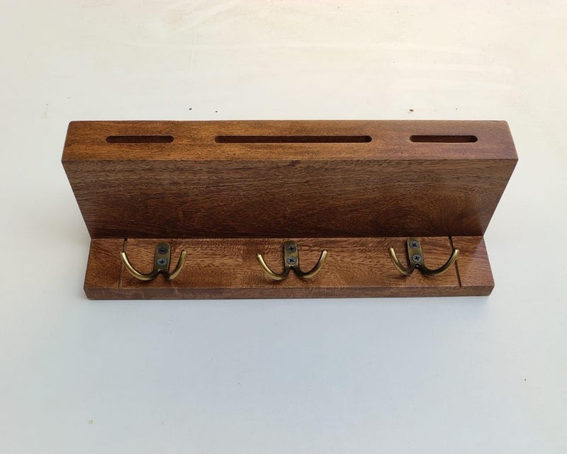 Kishor Furniture Premium Sheesham Wooden Key HolderSquare Design Key Chain Holder for Small Size Keys 12 X 65 Inch Crafted by EXPERTWORKER Wooden Brown Color  - Image 2