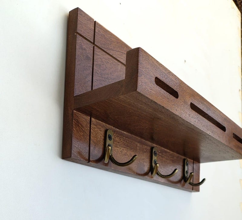 Kishor Furniture Premium Sheesham Wooden Key HolderSquare Design Key Chain Holder for Small Size Keys 12 X 65 Inch Crafted by EXPERTWORKER Wooden Brown Color  - Image 3