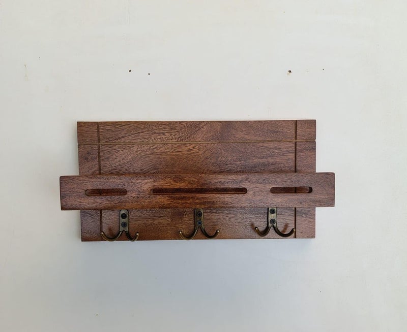 Kishor Furniture Premium Sheesham Wooden Key HolderSquare Design Key Chain Holder for Small Size Keys 12 X 65 Inch Crafted by EXPERTWORKER Wooden Brown Color  - Image 1