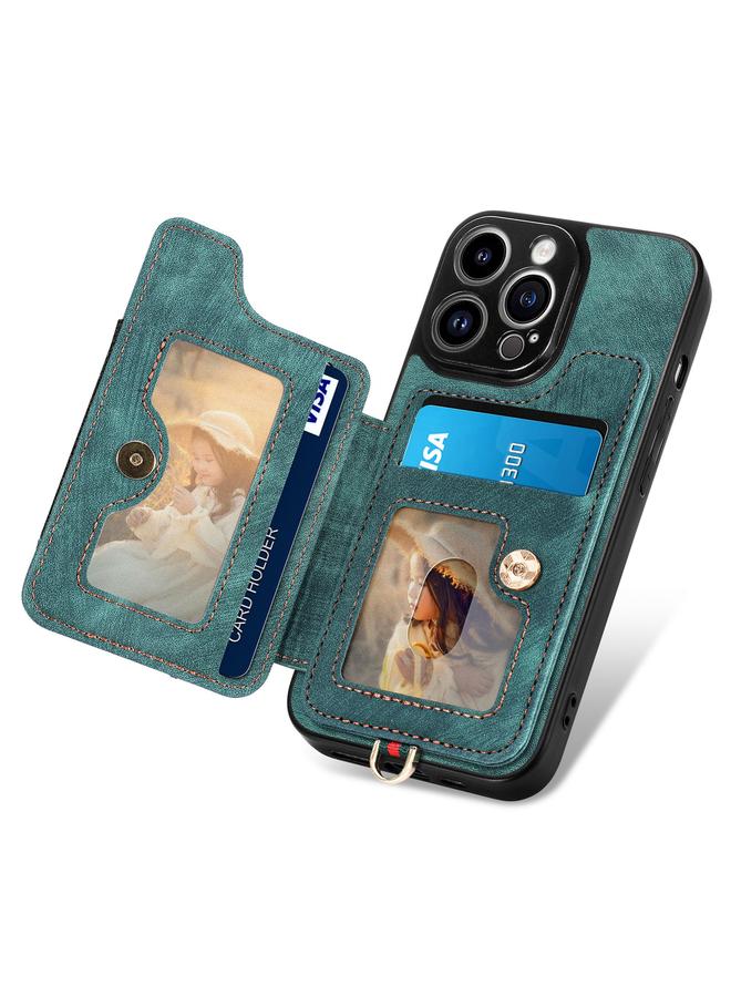 زبون جراب هاتف iPhone 12 Pro بتصميم ريترو مع حلقة ومحفظة متعددة البطاقات - Image 3