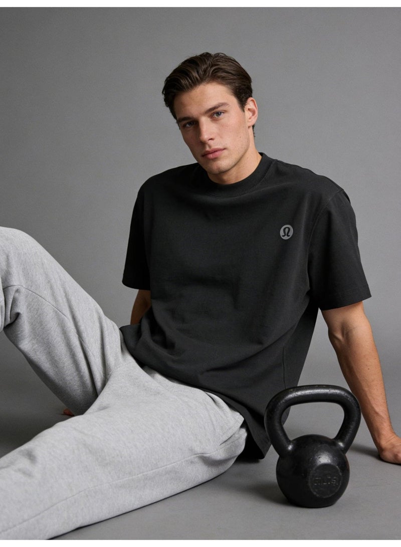 لولوليمون قميص Lululemon ذو أكمام قصيرة للجنسين ذو رقبة مستديرة ، قمة رياضية عارضة ، مناسب للاستخدام اليومي واللياقة البدنية ، مصنوع من القطن الناعم والتنفس الذي يمتص العرق - Image 3