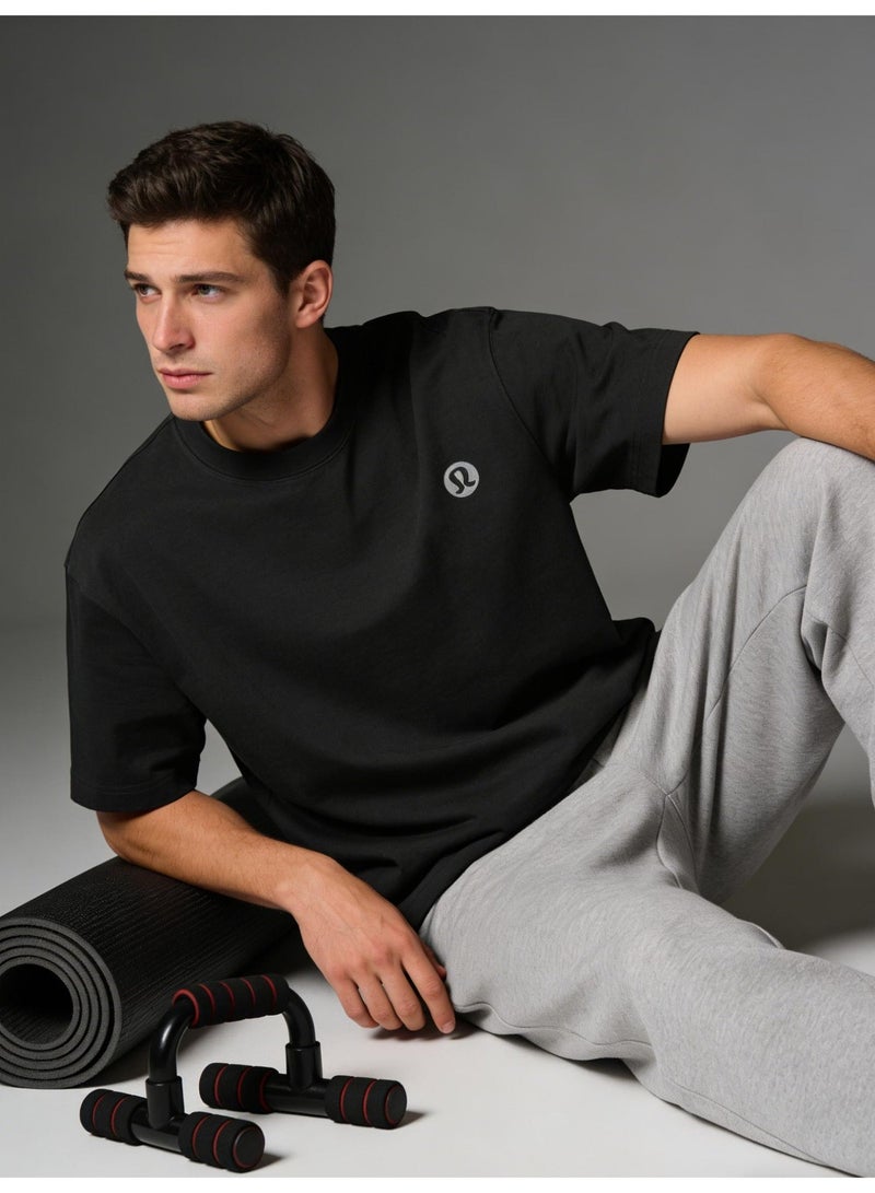 لولوليمون قميص Lululemon ذو أكمام قصيرة للجنسين ذو رقبة مستديرة ، قمة رياضية عارضة ، مناسب للاستخدام اليومي واللياقة البدنية ، مصنوع من القطن الناعم والتنفس الذي يمتص العرق - Image 5