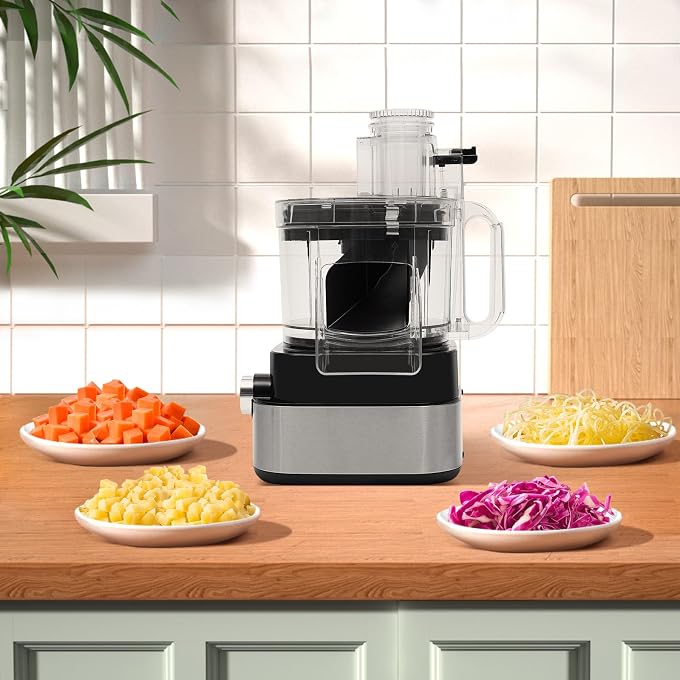 AYAWNGJ Food Processor, Commercial Vegetable Dicer and Meat Grinder, 4-in-1 600W | Food Processor Dices, Slices, Shreds, Grinds Meat and Produce with Multiple Blades, 5L Cup, and Dual Speeds - Image 2