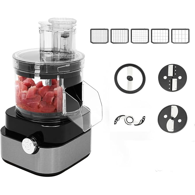 AYAWNGJ Food Processor, Commercial Vegetable Dicer and Meat Grinder, 4-in-1 600W | Food Processor Dices, Slices, Shreds, Grinds Meat and Produce with Multiple Blades, 5L Cup, and Dual Speeds - Image 1