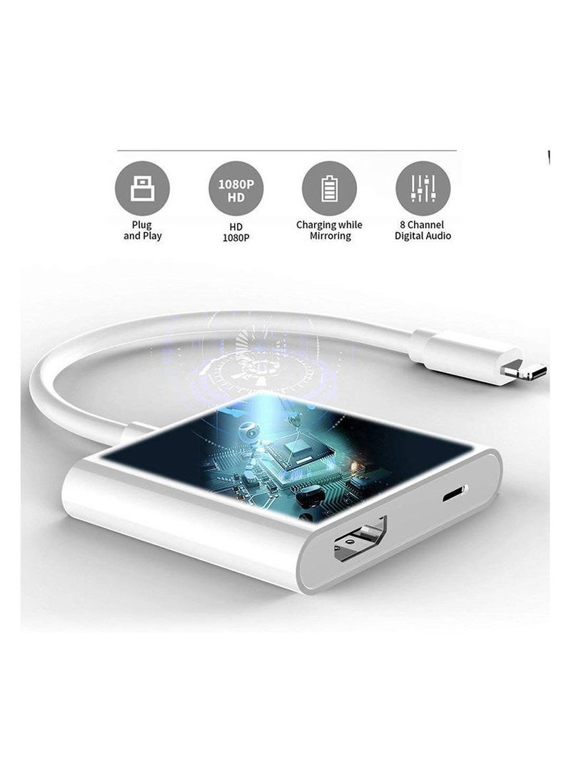 Samu - Lightning To HDMI Digital Av Adapter Work Without Charging White - Image 1