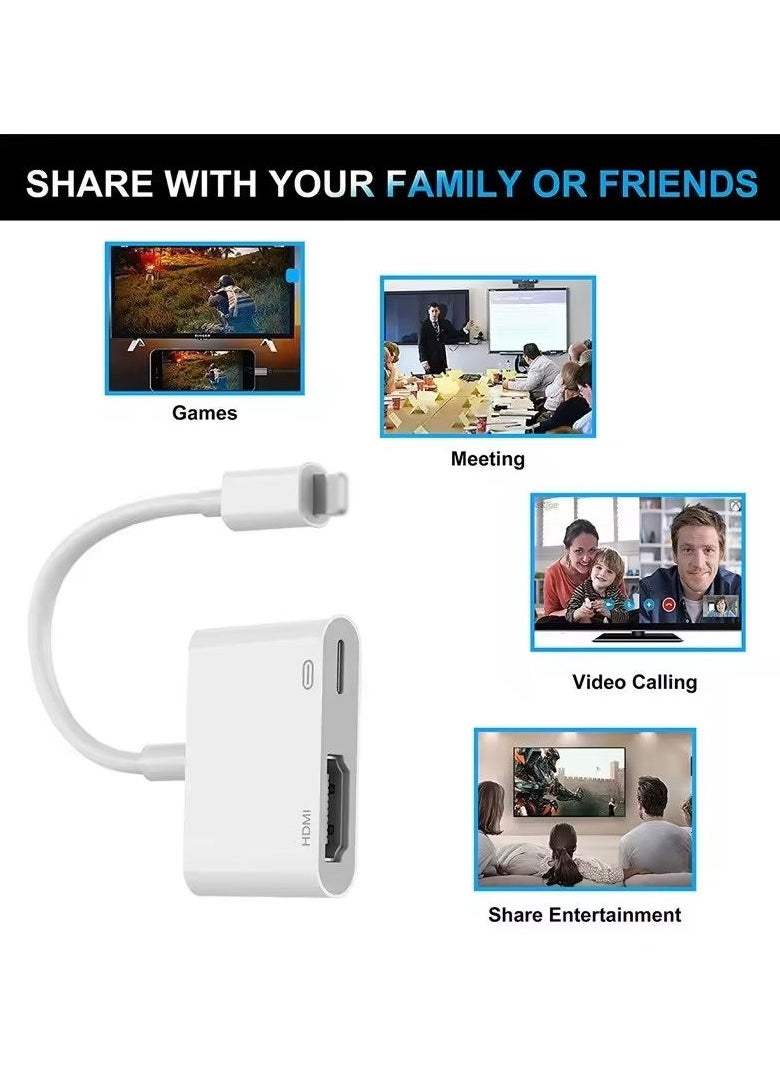 Samu - Lightning To HDMI Digital Av Adapter Work Without Charging White - Image 1