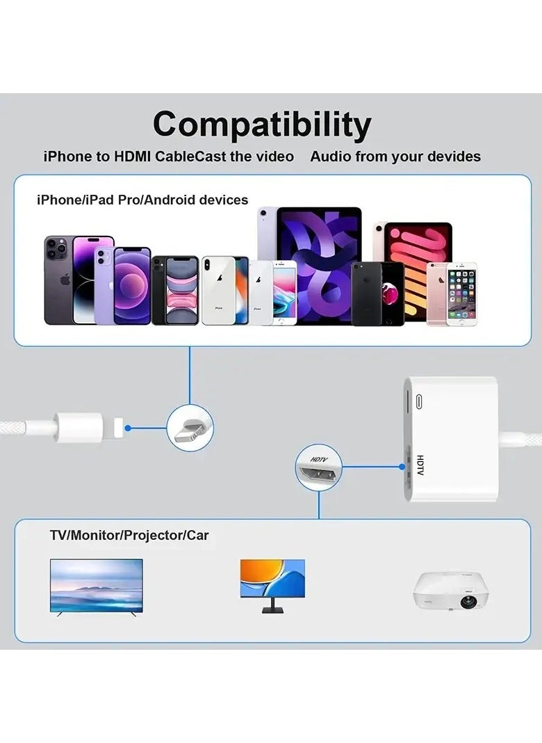 Samu - Lightning To HDMI Digital Av Adapter Work Without Charging White - Image 1