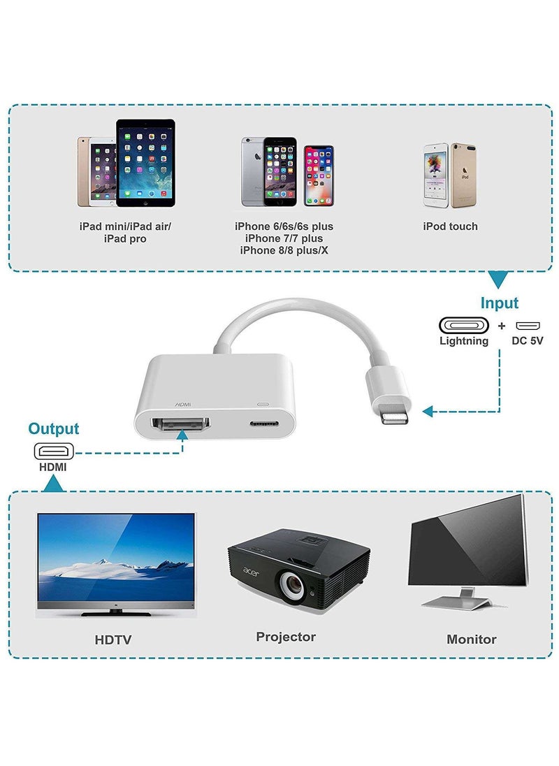 Samu - Lightning To HDMI Digital Av Adapter Work Without Charging White - Image 1