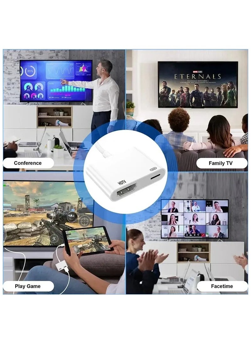 Samu - Lightning To HDMI Digital Av Adapter Work Without Charging White - Image 1