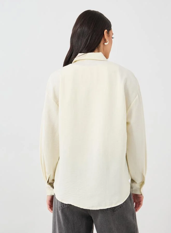 Styli Styli Solid Spread Collar Regular Fit Shirt