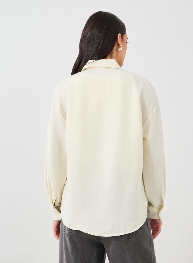 Styli Solid Spread Collar Regular Fit Shirt - Image 5