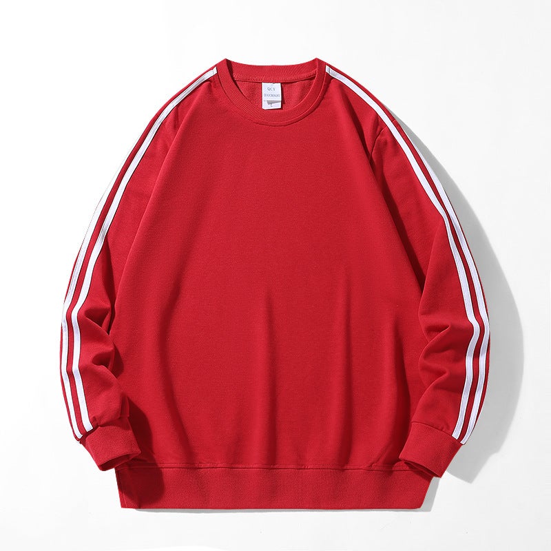 2024 spring new mens sweater pullover three bars hoodie youth autumn clothes coat mens top Red round neck