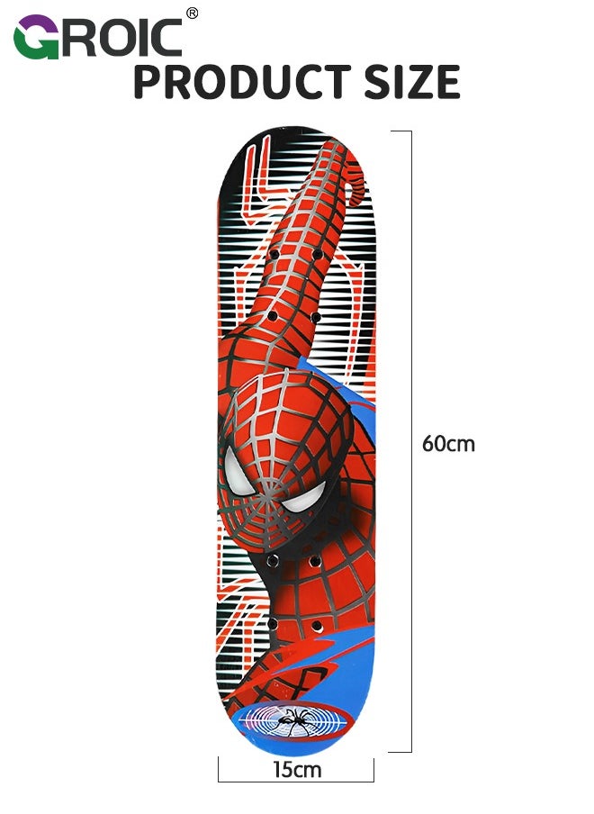 GROIC - 23.6"x 6" Skateboards with 6 Pcs Skate Pads, Tricks Skate Board for Beginners Complete Skateboard with Colorful LED Light Up Wheels, Knee and Elbow Pads & Wrist Guards Adjustable Protective Gear Sets - Image 1