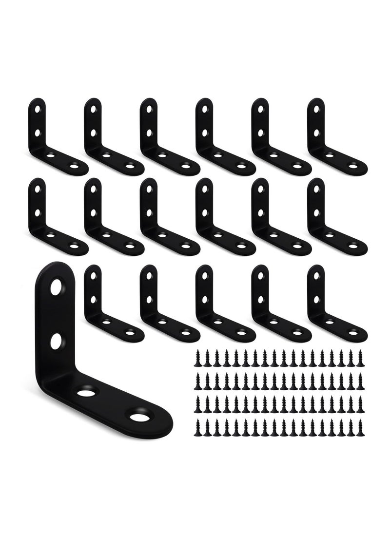 Generic 18 Pcs L Bracket Corner Brace, Stainless Steel Sturdy Corner Braces, 90 Degree Right Angle Bracket, Corner Bracket for Wood Shelves Furniture Chair with 72PCS Screws (1.57x1.57 inch)  - Image 1