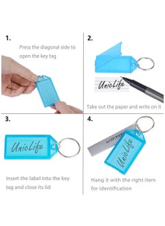 HomarKet Key Chain, 32pcs Classified Luggage Tag Assorted Color Plastic Key Chain Labels with Ring and Flap Label Multicolour for Pets Hotel Home Office Key Cabinet  - Image 3