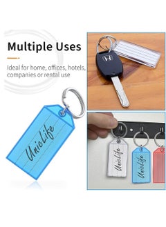HomarKet Key Chain, 32pcs Classified Luggage Tag Assorted Color Plastic Key Chain Labels with Ring and Flap Label Multicolour for Pets Hotel Home Office Key Cabinet  - Image 2
