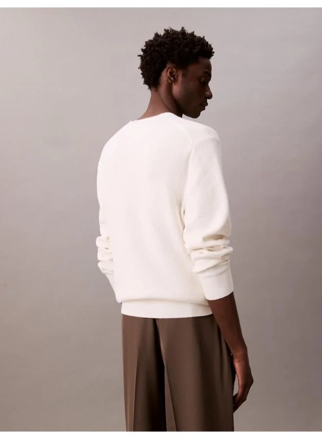 كالفن كلاين كنزة بياقة مستديرة وأكمام طويلة بنقشة