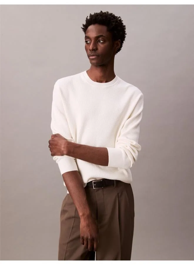 Long Sleeve Texture Crew Neck Sweater